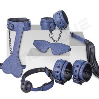 Adult Games Sex Toys Solid Ball Mouth Gag Blindfold Leather BDSM Set Restrains Bondage Kit