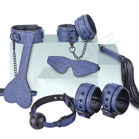 Adult Games Sex Toys Solid Ball Mouth Gag Blindfold Leather BDSM Set Restrains Bondage Kit