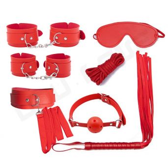 SM sex toys Alternative toys Leather seven-piece set binding eye mask Leather whip hand mouth plug adult sex toys