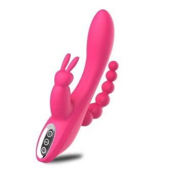 Three point stimulation vibrator Triple Heads Rabbit Anal Beads Vibrator Multi Play Ergonomic 7 Vibration Modes Prostate Vibrato