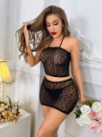 Cheap Perspective Lace Ultra-Thin Sexy Lingerie Set Suspender Top/Backless Skirt Lace Set Lenceria Sexy Sexy Underwear