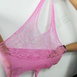 Pink Sexy Lingerie See-Through Suspender Backless Bikini Bodysuit Netting Hip-Wrapped xx Hot Thong Women Underwear Sex Clothes