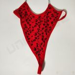 Wholesale Sexy Leopard Red Print See-Through Sexy Lingerie Bodysuit Set In Stock Halter Chain Three Points xxl Women Underwear