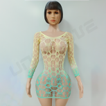 Fashion Gradient Long-Sleeved Large Mesh Sexy Dress Hollow See-Through Sexy Lingerie For Women sex Clothes xx hot