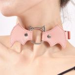 SM Products Bat Shape Gothic Style Leather Neck Collar Sex Collar For Women Leg Ring PU Necklace Sexy Choker