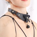 Wholesale Sm Products Bows Bells Gothic Style Leather Neck Collar Sex Collar For Women PU Chain Necklace