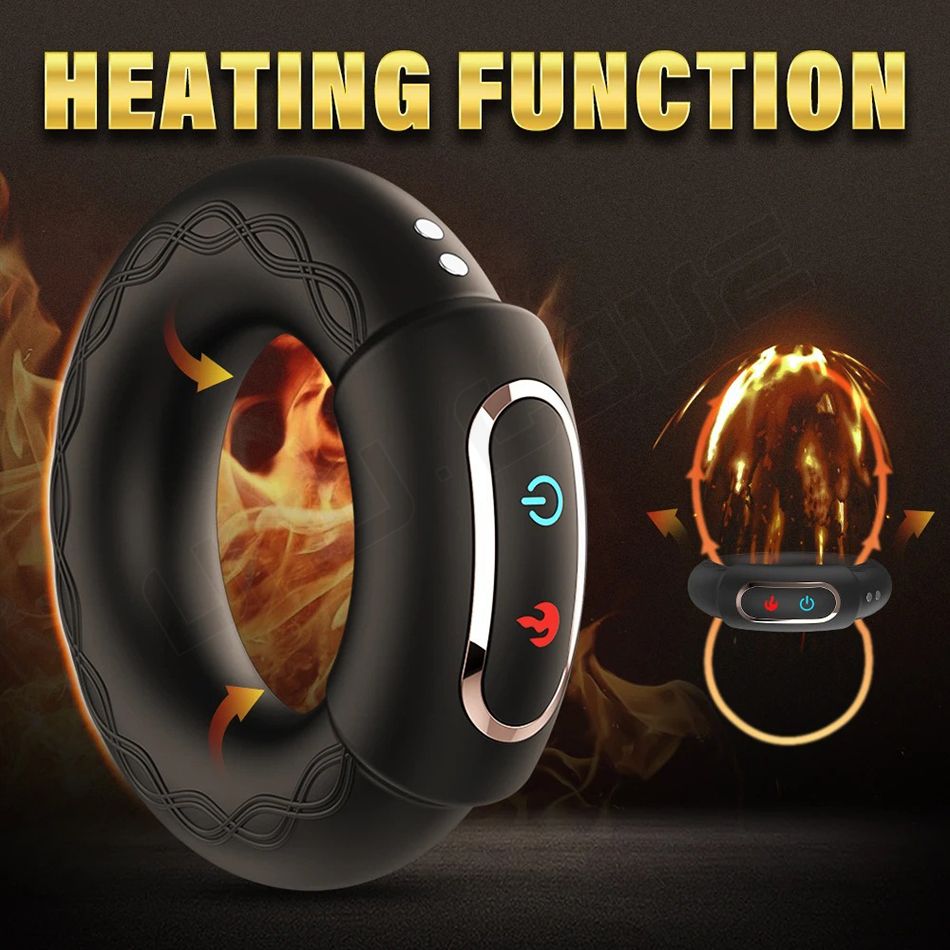 Men's thermal vibration ring wear massage 10 frequency double motor exercise silicone ring