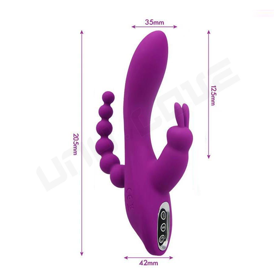 Three point stimulation vibrator Triple Heads Rabbit Anal Beads Vibrator Multi Play Ergonomic 7 Vibration Modes Prostate Vibrato