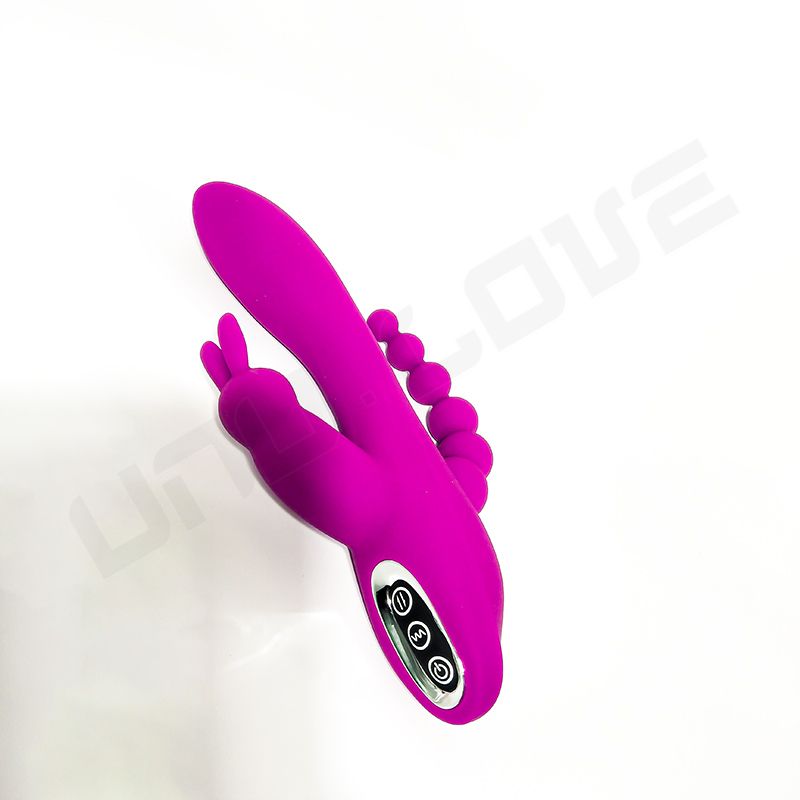 Three point stimulation vibrator Triple Heads Rabbit Anal Beads Vibrator Multi Play Ergonomic 7 Vibration Modes Prostate Vibrato