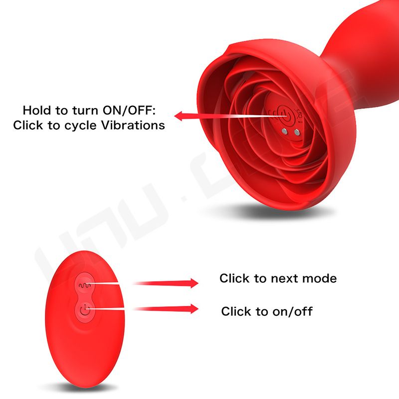 Rose Butt Plug Vibrator For Men And Women Adult Sex Toys Masturbator Breast Clitoris Massager Anal Plug Silicone