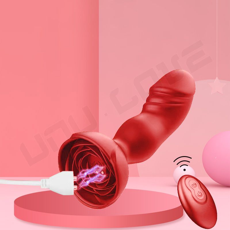 Rose Butt Plug Vibrator For Men And Women Adult Sex Toys Masturbator Breast Clitoris Massager Anal Plug Silicone