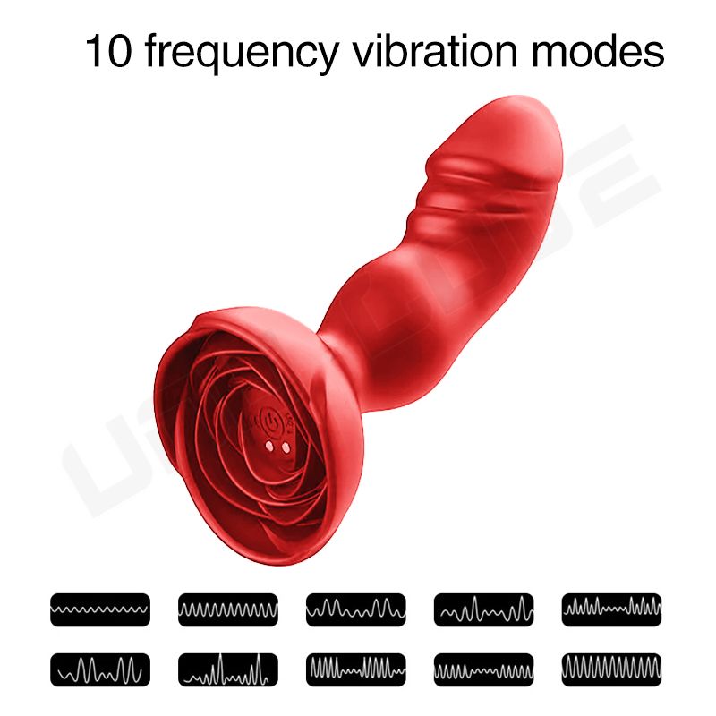 Rose Butt Plug Vibrator For Men And Women Adult Sex Toys Masturbator Breast Clitoris Massager Anal Plug Silicone