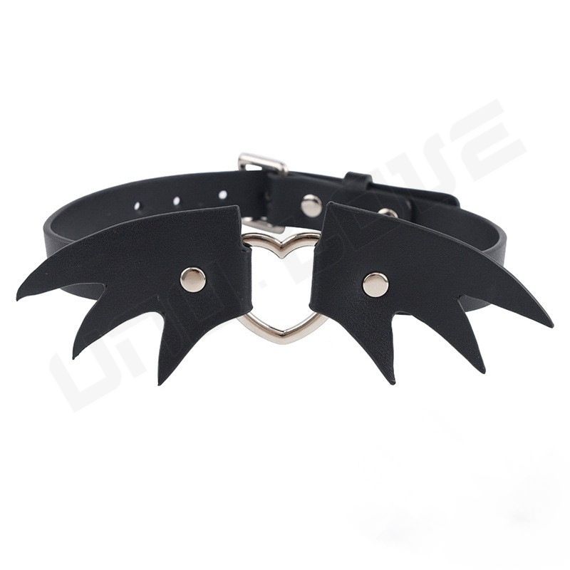 SM Products Heart Shape Gothic Style Leather Neck Collar Sex Collar For Women Leg Ring PU Necklace Choker Bondage