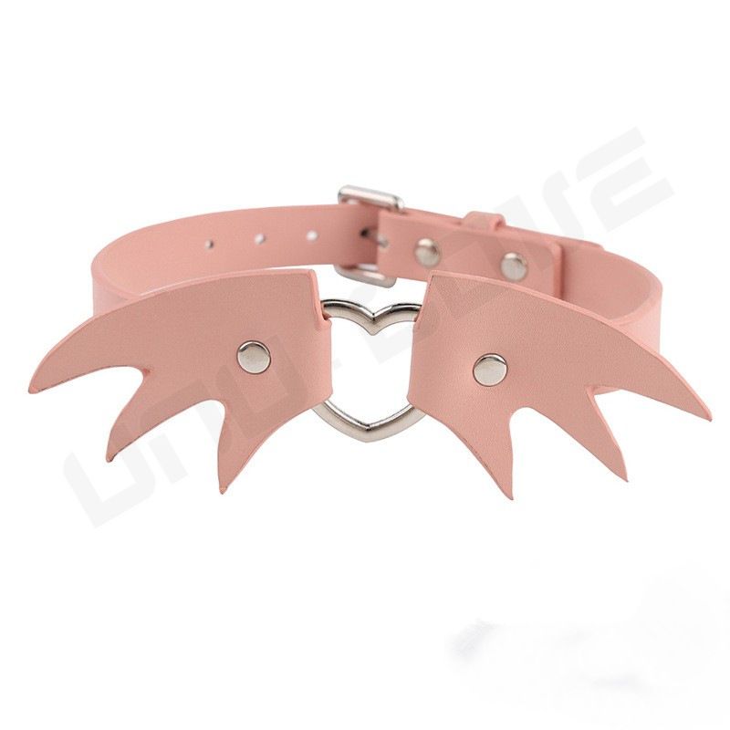 SM Products Heart Shape Gothic Style Leather Neck Collar Sex Collar For Women Leg Ring PU Necklace Choker Bondage