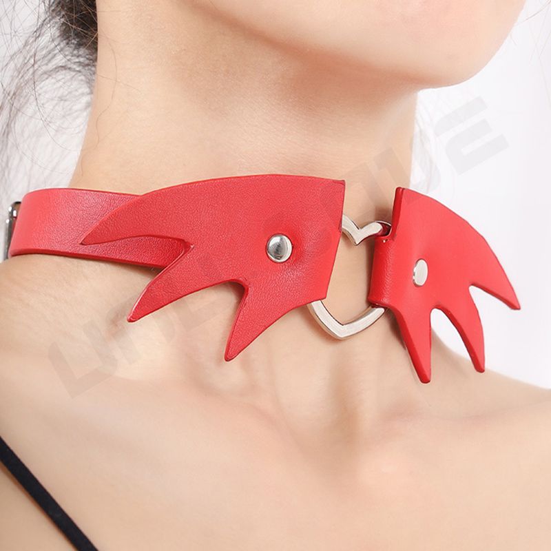 SM Products Heart Shape Gothic Style Leather Neck Collar Sex Collar For Women Leg Ring PU Necklace Choker Bondage