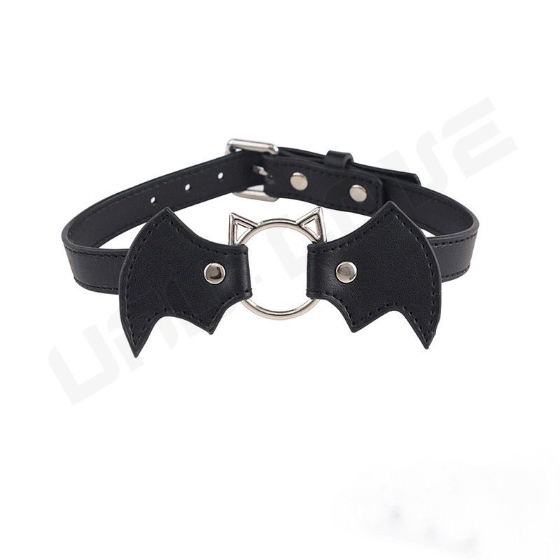 SM Products Bat Shape Gothic Style Leather Neck Collar Sex Collar For Women Leg Ring PU Necklace Sexy Choker