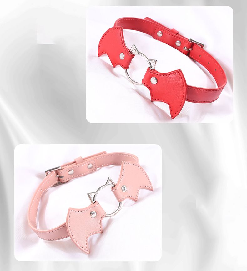 SM Products Bat Shape Gothic Style Leather Neck Collar Sex Collar For Women Leg Ring PU Necklace Sexy Choker