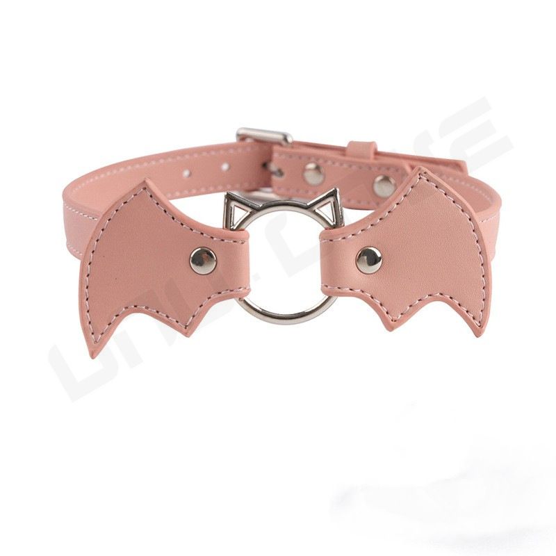 SM Products Bat Shape Gothic Style Leather Neck Collar Sex Collar For Women Leg Ring PU Necklace Sexy Choker