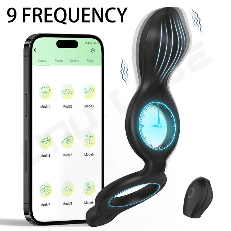 High Quality Count Cock Ring Vibrator App Bluetooth Control Double Vibrating Ring Silicone Sex Toys For Men Masturbator